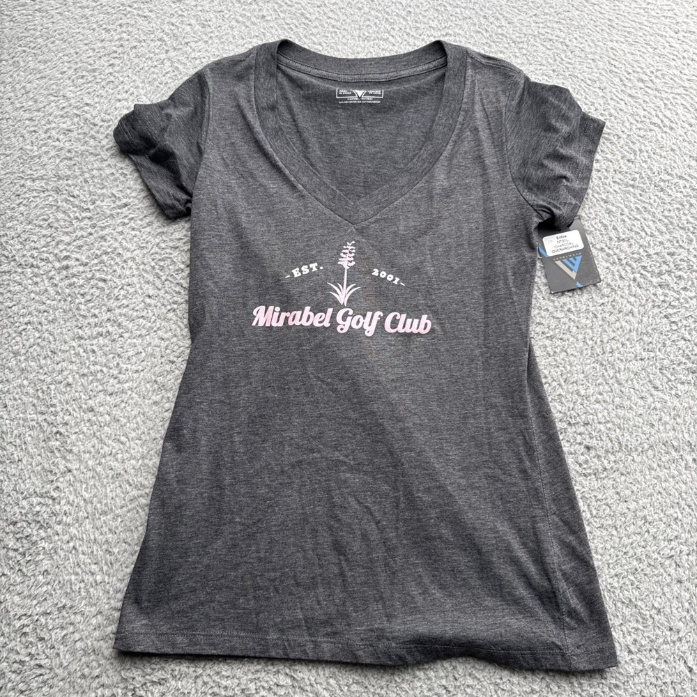 Levelwear T Shirt Womens Medium Charcoal NEW Mirabel Golf Club V-Neck Tee